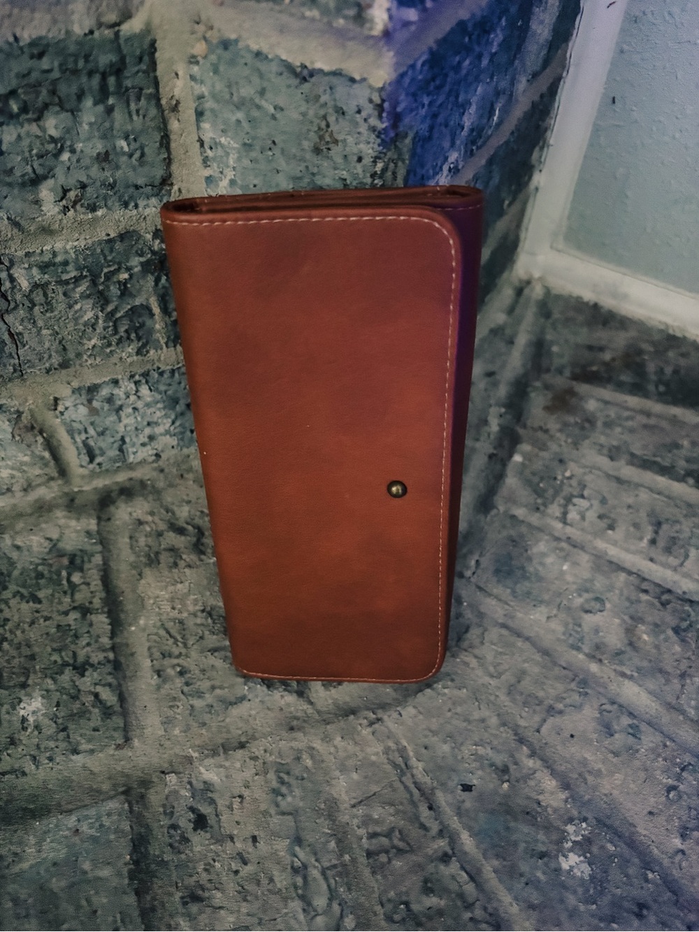 a new day Brown Leather Trifold Wallet